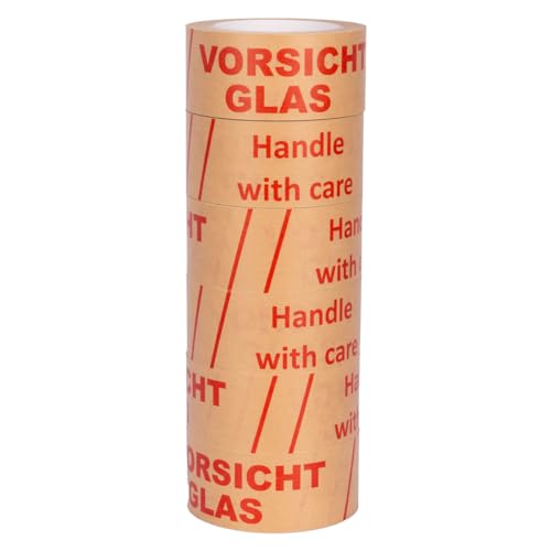verpacking Paketklebeband [Ausführung, Farbe & Stückzahl wählbar] Klebeband umweltschonend Packband Verpackungsklebeband (6, Vorsicht Glas, Papier) von verpacking