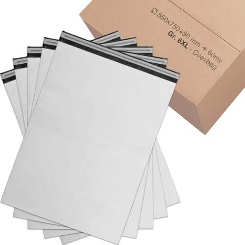 verpacking Versandbeutel 550x750 mm Weiß/Schwarz [Größe und Stückzahl wählbar] Blickdicht Coex Versandtaschen für Kleidung Selbstklebend Verpackungstüten Folienversandtaschen 500 Stück von verpacking