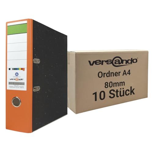 versando 10x breiter Premium Ordner DIN A4 Rücken 8cm Aktenordner Ringordner - Blauer Engel zertifiziert - orange versando 10x breiter Premium Ordner DIN A4 Rücken 8cm Aktenordner Ringordner - Blauer Engel zertifiziert - orange von versando
