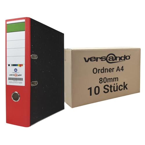 versando 10x breiter Premium Ordner DIN A4 Rücken 8cm Aktenordner Ringordner - Blauer Engel zertifiziert - rot versando 10x breiter Premium Ordner DIN A4 Rücken 8cm Aktenordner Ringordner - Blauer Engel zertifiziert - rot von versando