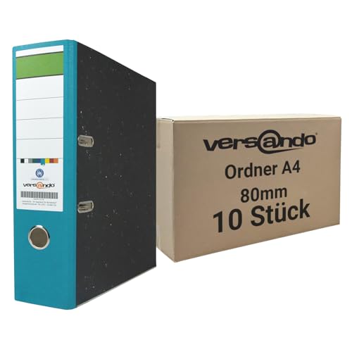 versando 10x breiter Premium Ordner DIN A4 Rücken 8cm Aktenordner Ringordner - Blauer Engel zertifiziert - türkis versando 10x breiter Premium Ordner DIN A4 Rücken 8cm Aktenordner Ringordner - Blauer Engel zertifiziert - türkis von versando