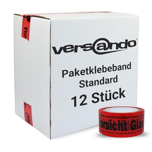 versando 12x Packband Vorsicht Glas rot 66m Klebeband zum Verpacken von Paketen + Kartons - starke Klebekraft 12 Rollen versando 12x Packband Vorsicht Glas rot 66m Klebeband zum Verpacken von Paketen + Kartons - starke Klebekraft 12 Rollen von versando