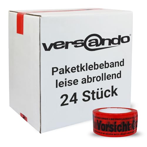 versando 24x geräuscharmes Packband Vorsicht Glas rot 66m Klebeband zum Verpacken von Paketen + Kartons - starke Klebekraft leise abrollend 24 Rollen versando 24x geräuscharmes Packband Vorsicht Glas rot 66m Klebeband zum Verpacken von Paketen + Kartons - starke Klebekraft leise abrollend 24 Rollen von versando