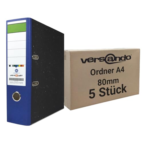 versando 5x breiter Premium Ordner DIN A4 Rücken 8cm Aktenordner Ringordner - Blauer Engel zertifiziert - blau versando 5x breiter Premium Ordner DIN A4 Rücken 8cm Aktenordner Ringordner - Blauer Engel zertifiziert - blau von versando