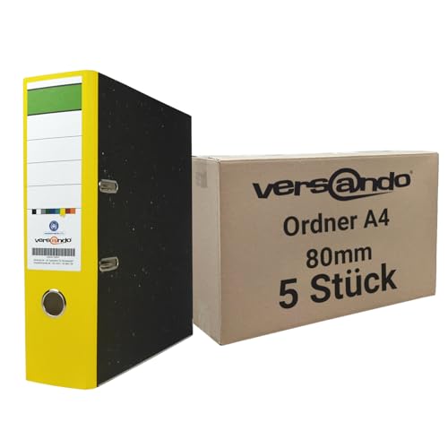 versando 5x breiter Premium Ordner DIN A4 Rücken 8cm Aktenordner Ringordner - Blauer Engel zertifiziert - gelb versando 5x breiter Premium Ordner DIN A4 Rücken 8cm Aktenordner Ringordner - Blauer Engel zertifiziert - gelb von versando