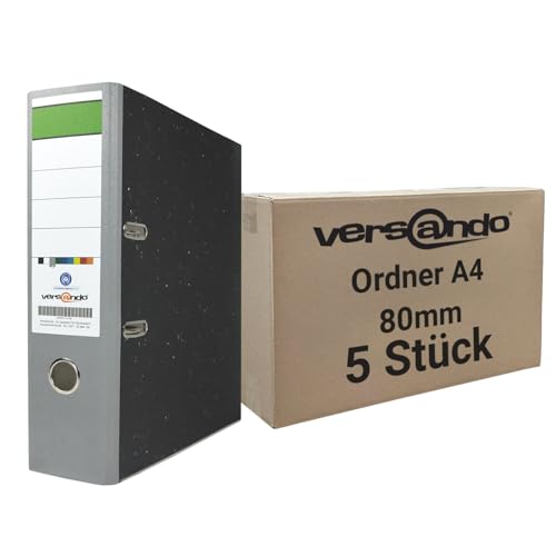 versando 5x breiter Premium Ordner DIN A4 Rücken 8cm Aktenordner Ringordner - Blauer Engel zertifiziert - grau versando 5x breiter Premium Ordner DIN A4 Rücken 8cm Aktenordner Ringordner - Blauer Engel zertifiziert - grau von versando