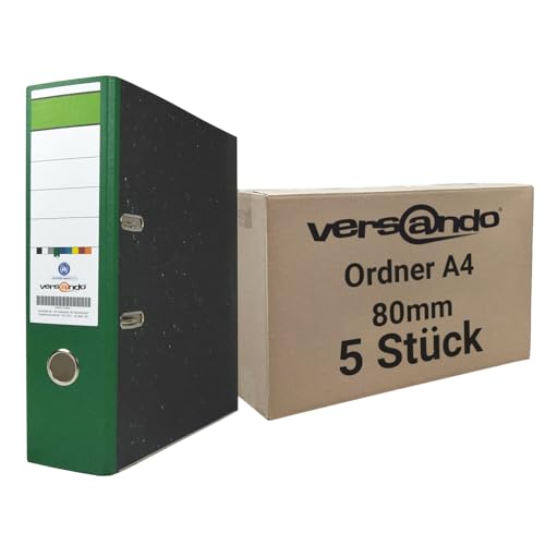 versando 5x breiter Premium Ordner DIN A4 Rücken 8cm Aktenordner Ringordner - Blauer Engel zertifiziert - grün versando 5x breiter Premium Ordner DIN A4 Rücken 8cm Aktenordner Ringordner - Blauer Engel zertifiziert - grün von versando