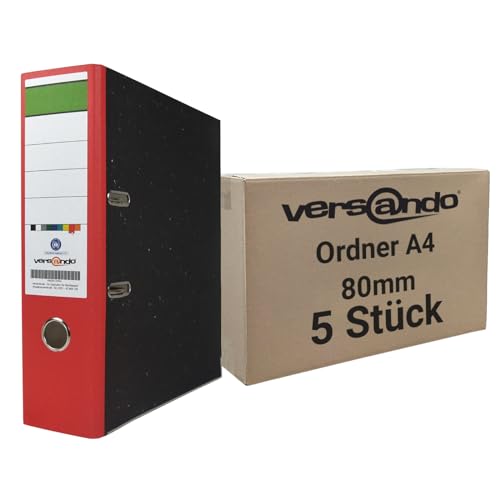 versando 5x breiter Premium Ordner DIN A4 Rücken 8cm Aktenordner Ringordner - Blauer Engel zertifiziert - rot versando 5x breiter Premium Ordner DIN A4 Rücken 8cm Aktenordner Ringordner - Blauer Engel zertifiziert - rot von versando