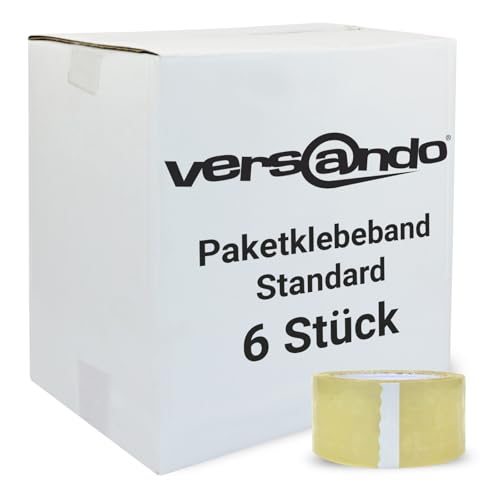 versando 6x Packband transparent 66m Klebeband zum Verpacken von Paketen + Kartons - starke Klebekraft 6 Rollen versando 6x Packband transparent 66m Klebeband zum Verpacken von Paketen + Kartons - starke Klebekraft 6 Rollen von versando