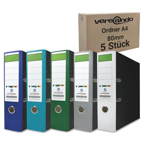 versando Farbmix Winterfarben 5x breiter Premium Ordner DIN A4 Aktenordner 8cm Ringordner - Blauer Engel zertifiziert - weiß grau grün türkis blau versando Farbmix Winterfarben 5x breiter Premium Ordner DIN A4 Aktenordner 8cm Ringordner - Blauer Engel zertifiziert - weiß grau grün türkis blau von versando