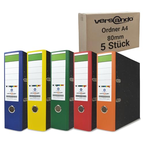 versando Farbmix Farbenspiel 5x breiter Premium Ordner DIN A4 Aktenordner 8cm Ringordner - Blauer Engel zertifiziert - blau gelb grün rot orange versando Farbmix Farbenspiel 5x breiter Premium Ordner DIN A4 Aktenordner 8cm Ringordner - Blauer Engel zertifiziert - blau gelb grün rot orange von versando