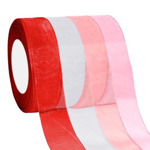 Durchsichtiges Chiffonband, 4 Stück, 45 m, 25 mm, Organzaband, transparent, für Schleifen, Geschenkverpackungen, Bastelarbeiten, durchsichtige Geschenkverpackungsbänder für Blumensträuße, Hochzeit Durchsichtiges Chiffonband, 4 Stück, 45 m, 25 mm, Organzaband, transparent, für Schleifen, Geschenkverpackungen, Bastelarbeiten, durchsichtige Geschenkverpackungsbänder für Blumensträuße, Hochzeit von veyaltedl