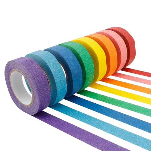 Washi Tape Set Regenbogen Masking Tape,8PCS Kreppband Bunt Abklebeband Masking Tape,Dekorative Washi Tape Kinder Klebeband Bunt,DIY Handwerk Papier Dekrativer Klebeband,Für Scrapbooking,Handwerk von veyaltedl