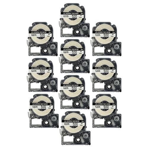 vhbw 10x Schriftband-Kassette kompatibel mit Epson LabelWorks LW-700, LW-1000P, LW-600P, LW-500, LW-400 Etiketten-Drucker 8m x 12mm Schwarz auf Weiß vhbw 10x Schriftband-Kassette kompatibel mit Epson LabelWorks LW-700, LW-1000P, LW-600P, LW-500, LW-400 Etiketten-Drucker 8m x 12mm Schwarz auf Weiß von vhbw