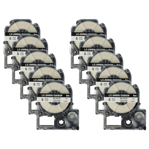 vhbw 10 x Kassette Patronen Schriftband 6mm kompatibel mit Epson Prifia OK200, OK300, OK500P, OK720, OK900P Ersatz für LC-2WBN, SS6KW. vhbw 10 x Kassette Patronen Schriftband 6mm kompatibel mit Epson Prifia OK200, OK300, OK500P, OK720, OK900P Ersatz für LC-2WBN, SS6KW. von vhbw