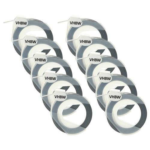 vhbw 10x 3D Prägeband-Schriftband-Kassette kompatibel mit Dymo 1755, 1765, 1805, 1855, Jet, Junior Etiketten-Drucker 9mm Weiß auf Schwarz vhbw 10x 3D Prägeband-Schriftband-Kassette kompatibel mit Dymo 1755, 1765, 1805, 1855, Jet, Junior Etiketten-Drucker 9mm Weiß auf Schwarz von vhbw