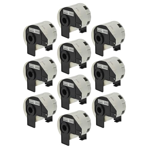 vhbw 10x Etiketten-Rolle mit Halter 62mm x 29mm (800 Etiketten) kompatibel mit Brother PT QL-1050, QL1050N Etiketten-Drucker - Premium von vhbw
