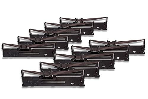 vhbw 10x Farbband Nylonband Tintenband kompatibel mit Nadeldrucker Epson LQ 630, LQ 630 S, LQ 630 Serie, LQ 630K, LQ 635, LQ 635K Ersatz für C13S015307. von vhbw