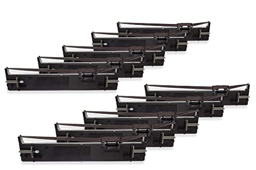 vhbw 10x Farbband Schriftband kompatibel mit Epson LQ-690K Nadeldrucker, Bondrucker - Schwarz von vhbw