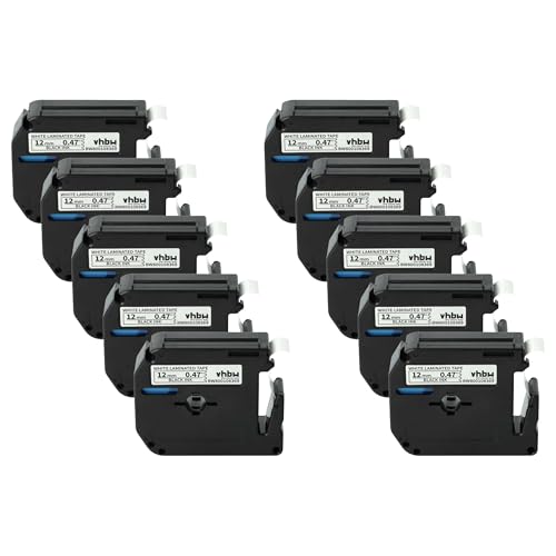 vhbw 10x Schriftband-Kassette Ersatz für Brother M-K231 für Etiketten-Drucker 8m x 12mm Schwarz auf Weiß von vhbw
