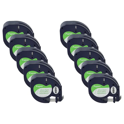vhbw 10x Schriftband Kassette Patrone 12mm kompatibel mit Dymo LetraTag LT-100H, LT-100T, QX50, XR Ersatz für 91200, S0721520. vhbw 10x Schriftband Kassette Patrone 12mm kompatibel mit Dymo LetraTag LT-100H, LT-100T, QX50, XR Ersatz für 91200, S0721520. von vhbw