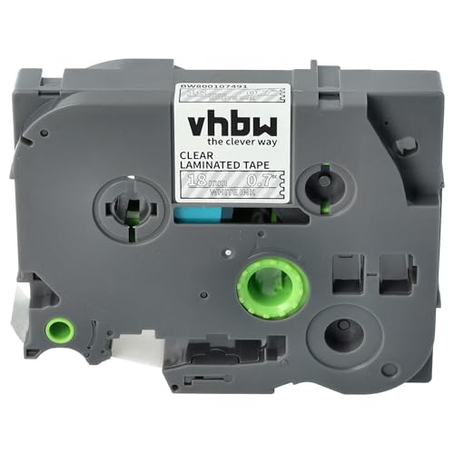 vhbw Schriftband-Kassette kompatibel mit Brother PT RL 700 S Etiketten-Drucker 8m x 18mm Weiß auf Transparent von vhbw