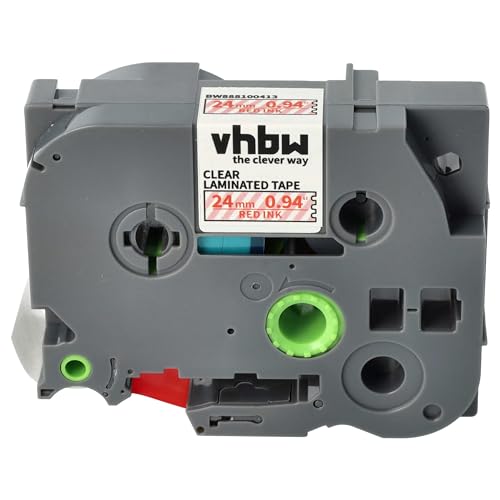 vhbw 1x Schriftband-Kassette Ersatz für Brother TZE-152 für Etiketten-Drucker 24mm Rot auf Transparent von vhbw