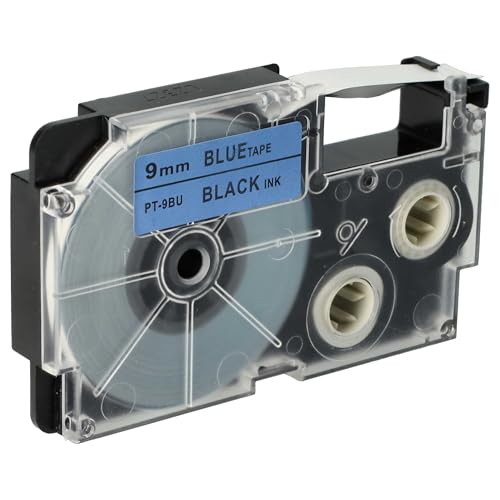vhbw 1x Schriftband-Kassette Ersatz für Casio XR-9BU, XR-9BU1 für Etiketten-Drucker 8m x 9mm Schwarz auf Blau von vhbw