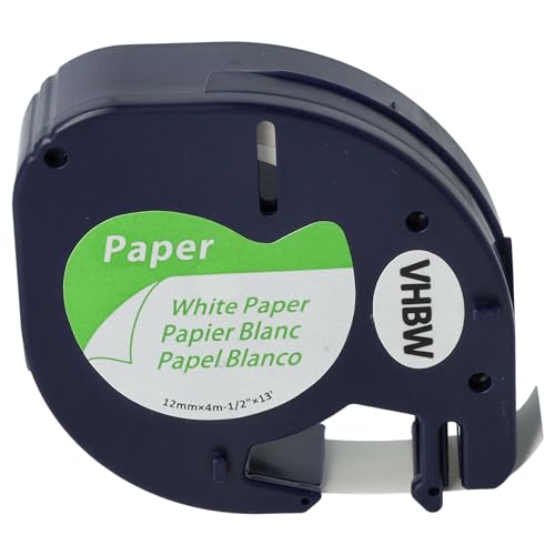 vhbw 1x Schriftband-Kassette Ersatz für Dymo S0721520, 91200 für Etiketten-Drucker 4m x 12mm Schwarz auf Weiß von vhbw