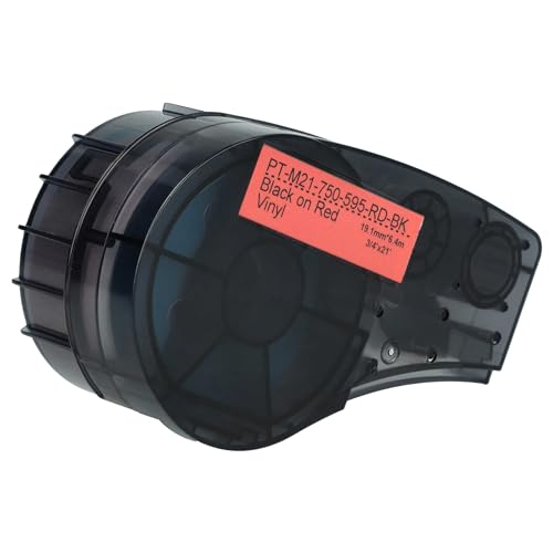 vhbw 1x Schriftband-Kassette kompatibel mit Brady M210, M210-LAB, M211 Etiketten-Drucker 19,05mm Schwarz auf Rot von vhbw