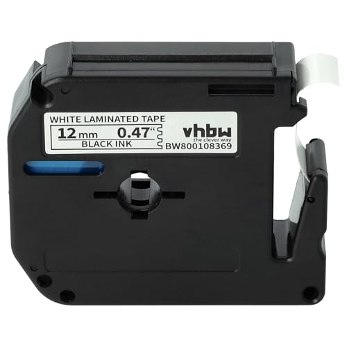 vhbw 1x Schriftband-Kassette kompatibel mit Brother P-Touch 80SCCP, BB4, M95, 90, 70SR, H100, 80, H110, 85 Etiketten-Drucker 12mm Schwarz auf Weiß von vhbw