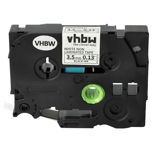 vhbw 1x Schriftband-Kassette kompatibel mit Brother PT PT-H100, PT-D210/VP, PT-E100/VP, PT-D200/VP Etiketten-Drucker 3,5mm Schwarz auf Weiß von vhbw