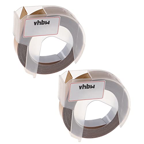 vhbw 2x 3D Prägeband-Schriftband-Kassette kompatibel mit Dymo Omega Etiketten-Drucker 9mm Weiß auf Gold von vhbw