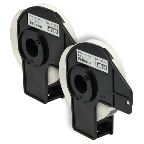 vhbw 2x Etiketten-Rolle mit Halter 17mm x 54mm (400 Etiketten) kompatibel mit Brother PT QL-650, QL650TD, QL-700, QL-710 Etiketten-Drucker von vhbw