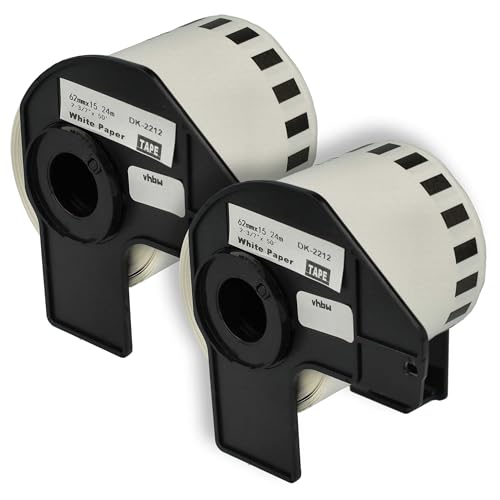 vhbw 2x Etiketten-Rolle mit Halter 62mm x 15,24m (1 Etikette) Ersatz für Brother DK-22212 für Etiketten-Drucker von vhbw