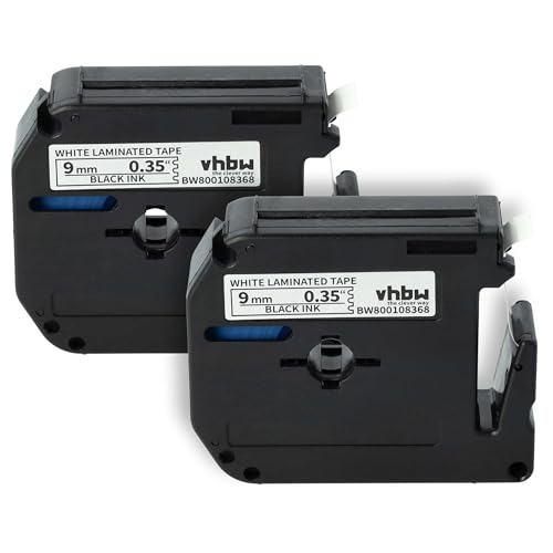 vhbw 2x Schriftband-Kassette Ersatz für Brother M-K221 für Etiketten-Drucker 9mm Schwarz auf Weiß von vhbw
