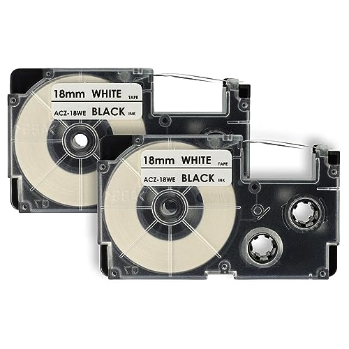 vhbw 2x Schriftband-Kassette kompatibel mit Casio KL-7200, KL-60, KL-70E, KL-300, KL-7000, KL-7400, KL-200E Etiketten-Drucker 18mm Schwarz auf Weiß von vhbw
