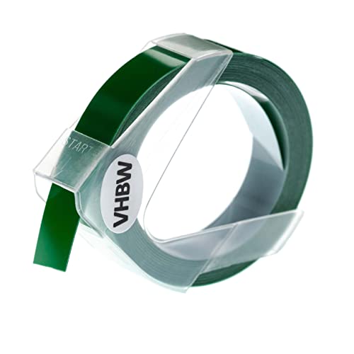 vhbw 3D Prägeband-Schriftband-Kassette Ersatz für Dymo 0898162 für Etiketten-Drucker 12mm Weiß auf Grün von vhbw