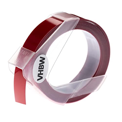 vhbw 3D Prägeband-Schriftband-Kassette kompatibel mit Dymo Rhino M1011 Etiketten-Drucker 12mm Weiß auf Rot von vhbw