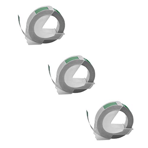 vhbw 3x 3D Prägeband-Schriftband-Kassette Ersatz für Dymo S0898160, 520105, 0898160 für Etiketten-Drucker 9mm Weiß auf Grün von vhbw