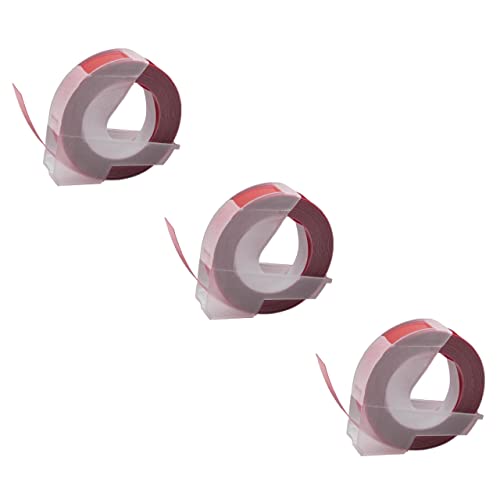vhbw 3x 3D Prägeband-Schriftband-Kassette kompatibel mit Dymo Mini, Omega Etiketten-Drucker 9mm Weiß auf Rot von vhbw