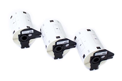 vhbw 3x Etiketten-Rolle mit Halter 102mm x 51mm (600 Etiketten) Ersatz für Brother DK-11240 für Etiketten-Drucker von vhbw