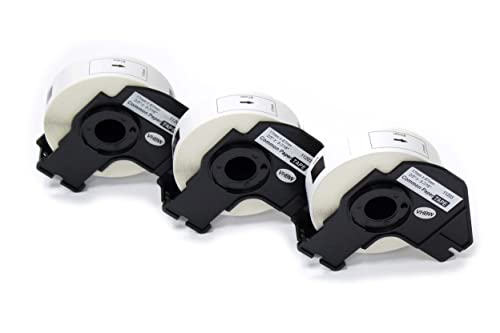 vhbw 3x Etiketten-Rolle mit Halter 17mm x 87mm (300 Etiketten) kompatibel mit Brother PT QL-710W, QL-720, QL720NW Etiketten-Drucker von vhbw
