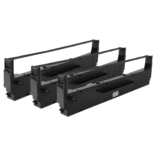 vhbw 3x Farbband Schriftband Ersatz für Epson C13S015021, S015637 für Nadeldrucker, Bondrucker - Schwarz von vhbw