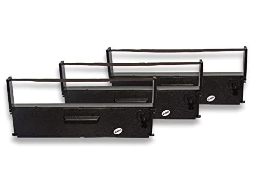vhbw 3x Farbband Schriftband kompatibel mit Epson TM-U 590, TM-H 5000 Serie, TM-H 5000 P, TM-H 5000 II Nadeldrucker, Bondrucker - Schwarz von vhbw
