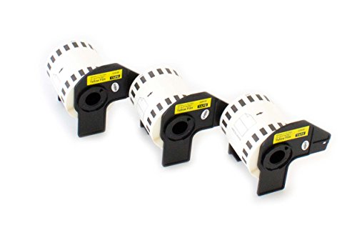 vhbw 3x Etiketten-Rolle mit Halter 62mm x 15,24m kompatibel mit Brother P-Touch QL-1050, QL-1050N, QL-1060, QL-1060N, QL-500, QL-500A, QL-500BS - Premium - Ersatz für DK-22606 von vhbw