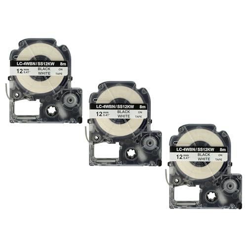 vhbw 3x Schriftband-Kassette Ersatz für Epson SS12KW, LC-4WBN für Etiketten-Drucker 8m x 12mm Schwarz auf Weiß vhbw 3x Schriftband-Kassette Ersatz für Epson SS12KW, LC-4WBN für Etiketten-Drucker 8m x 12mm Schwarz auf Weiß von vhbw