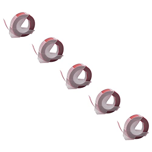 vhbw 5x 3D Prägeband-Schriftband-Kassette kompatibel mit Dymo 1755, 1765, 1805, 1855, Jet, Junior Etiketten-Drucker 9mm Weiß auf Rot von vhbw