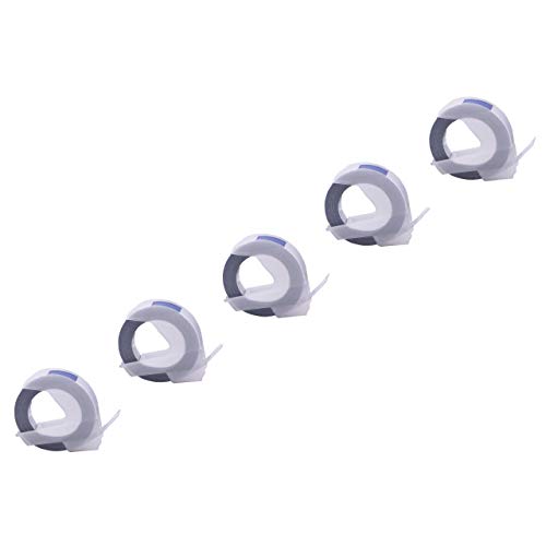vhbw 5x 3D Prägeband-Schriftband-Kassette kompatibel mit Dymo 1755, 1765, 1805, 1855, Jet, Junior Etiketten-Drucker 9mm Weiß auf Blau von vhbw
