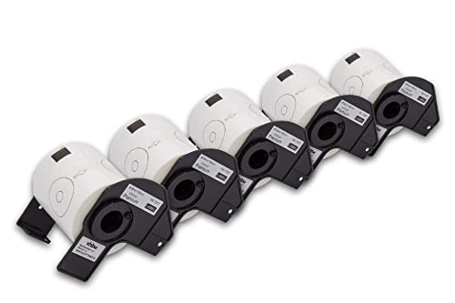 vhbw 5x Etiketten-Rolle mit Halter 58mm (100 Etiketten) Ersatz für Brother DK-11207 für Etiketten-Drucker - Premium von vhbw